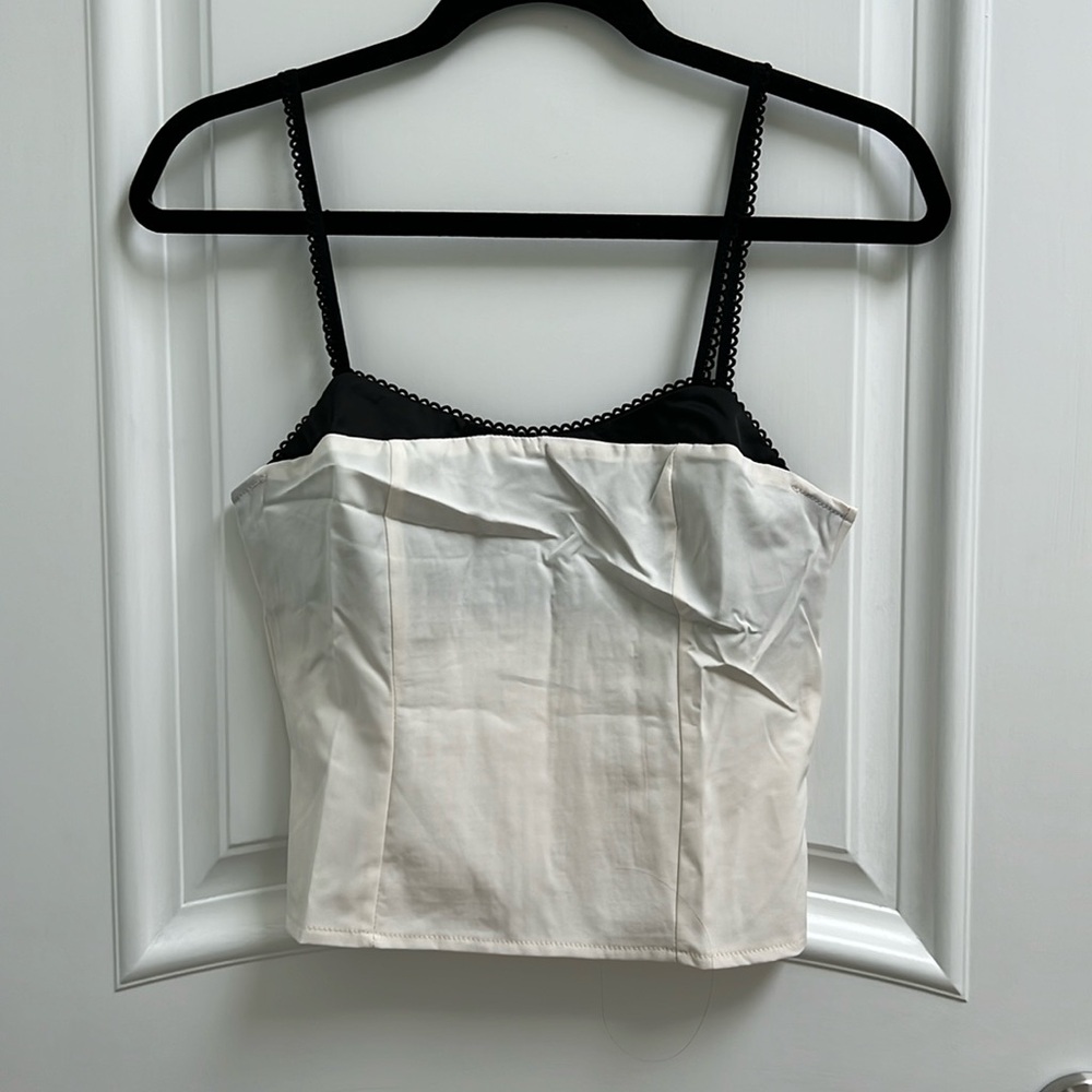 White corset lace trim top